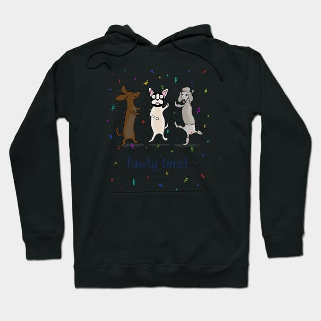 Dancing Dogs Print - Pawty Time! Hoodie by Maddybennettart